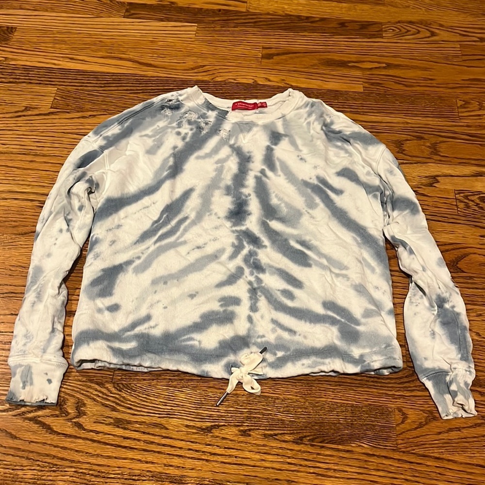 N:philanthropy Woman’s Blue Tie Dye Distressed Sweatshirt Size XS